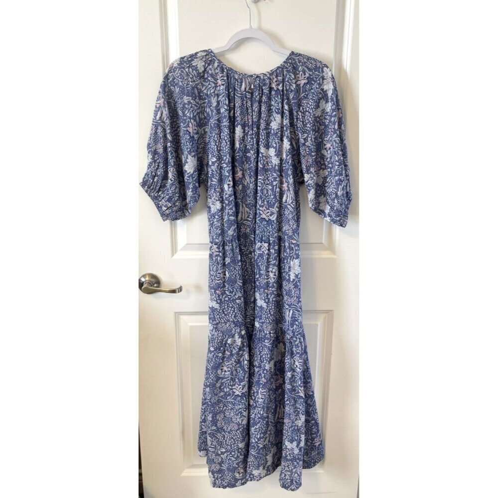New ANTHROPOLOGIE Sundry Blouson-Sleeve Dress small SIZE 1 Lavender Floral boho - Picture 2 of 7